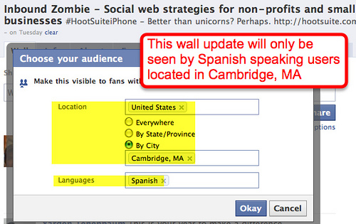targeting spanish-speaking Facebook followers in Cambridge, Mass.