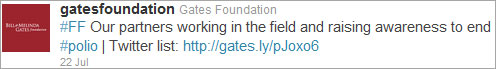 Sample Tweet for Gates Foundation