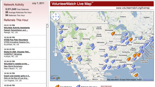 VolunteerMatch live map